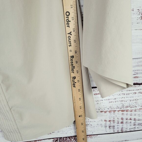 Athleta Avenue Wide Leg Crop Pants Women's 10 Beige Stretch Drawstring Pockets - Picture 4 of 12